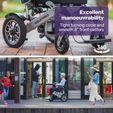 Mobility & Accessibility: EQUIPMED Power Electric Wheelchair, Airline Approved Wheel Chair, Lightweight, Folding, Long Range, Lithium Batteries, Black & Silver