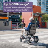 Mobility & Accessibility: EQUIPMED Power Electric Wheelchair, Long Range, Airline Approved, Alloy, Remote Control, Lithium Battery, Black/Silver