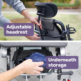Mobility & Accessibility: EQUIPMED Power Electric Wheelchair, Long Range, Airline Approved, Alloy, Remote Control, Lithium Battery, Black/Silver