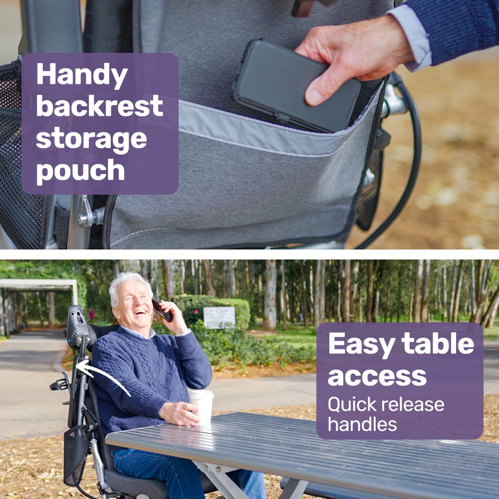 Mobility & Accessibility: EQUIPMED Power Electric Wheelchair, Long Range, Airline Approved, Alloy, Remote Control, Lithium Battery, Black/Silver