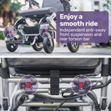 Mobility & Accessibility: EQUIPMED Power Electric Wheelchair, Long Range, Airline Approved, Alloy, Remote Control, Lithium Battery, Black/Silver