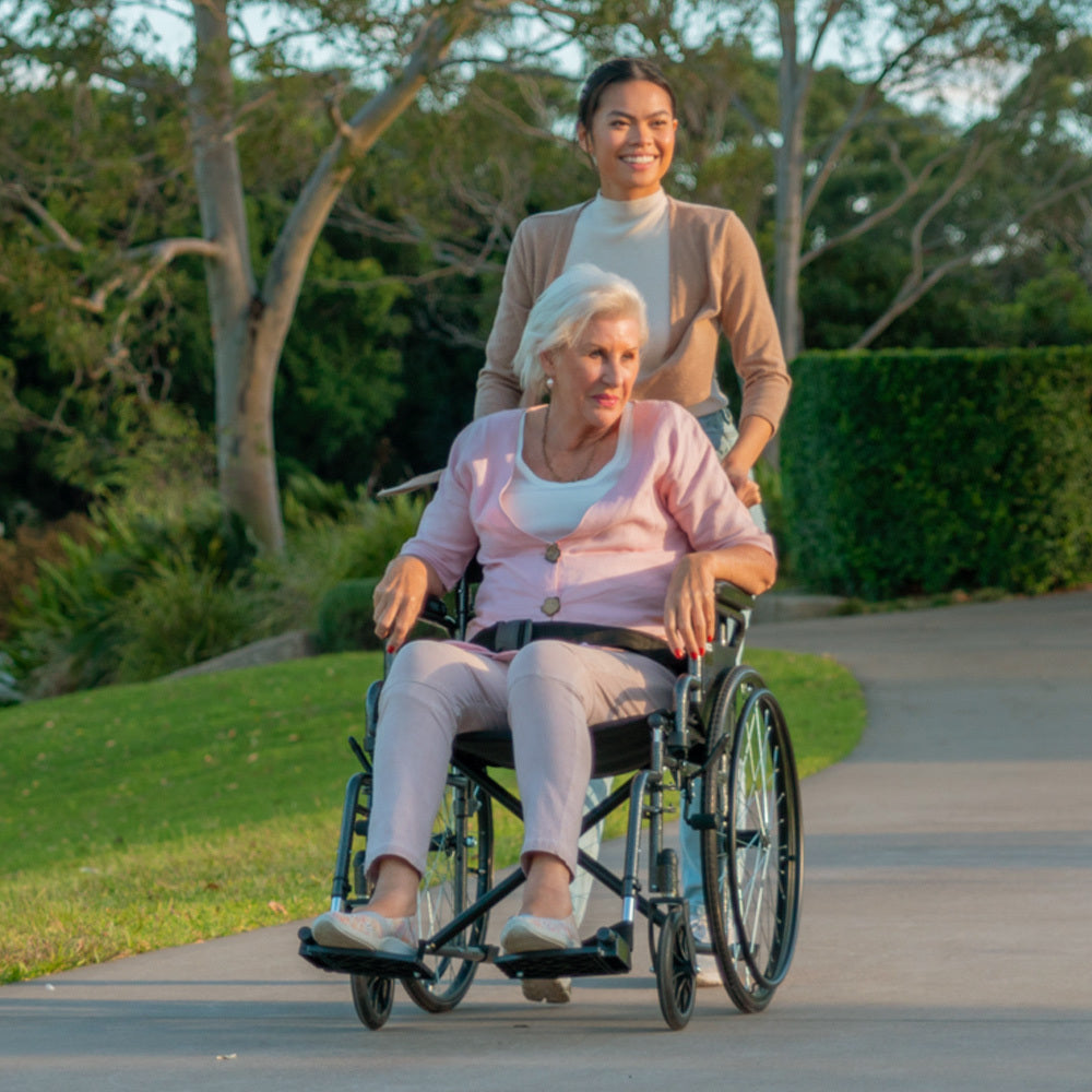 Mobility & Accessibility: Equipmed 24 Inch Folding Bariatric Wheelchair, XL Wide Design, 136kg Capacity, Park Brakes, Retractable Armrests, Dark Grey Hammertone