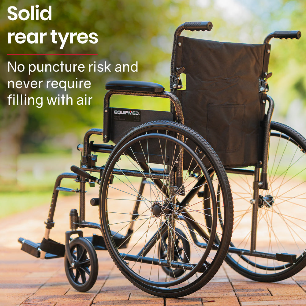 Mobility & Accessibility: Equipmed 24 Inch Folding Bariatric Wheelchair, XL Wide Design, 136kg Capacity, Park Brakes, Retractable Armrests, Dark Grey Hammertone
