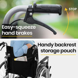 Mobility & Accessibility: EQUIPMED Extra-Wide Folding Wheelchair, Aluminium Frame, 150kg Capacity, 24 Inch Wheels, Park Brakes, Black