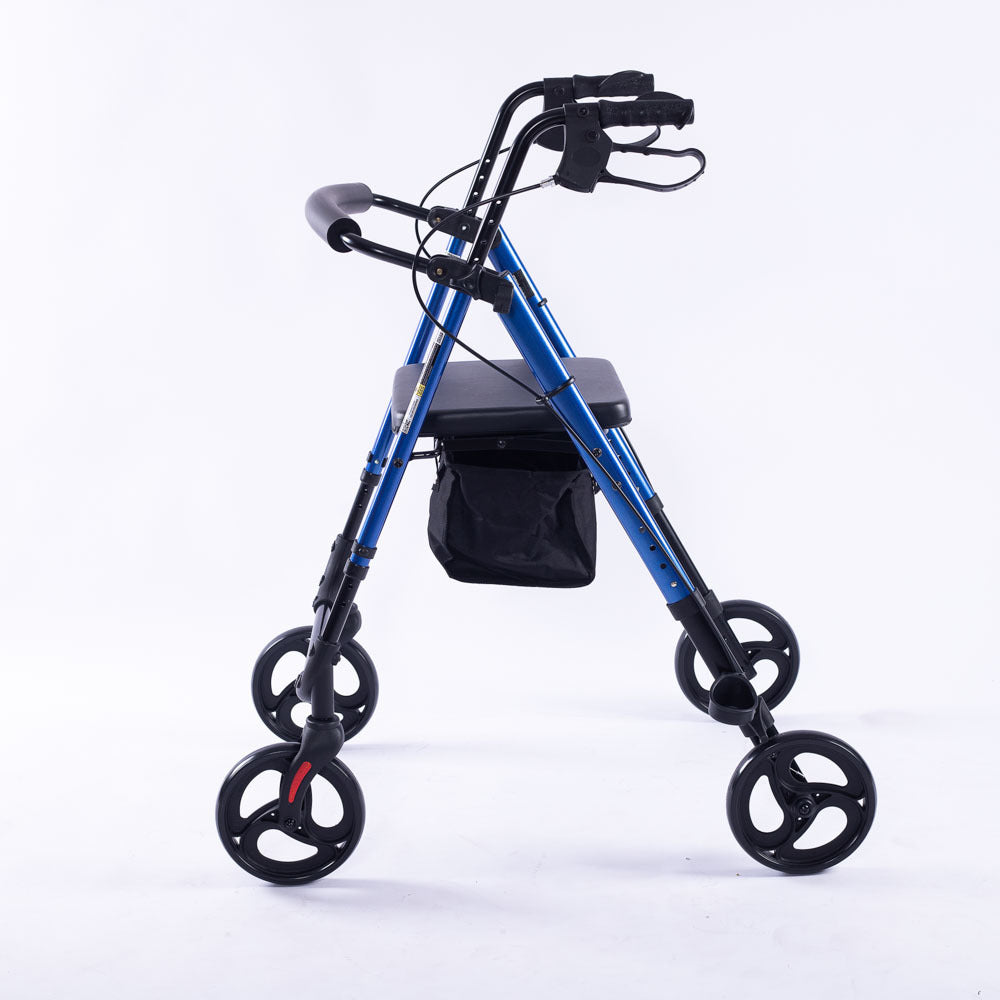 Mobility & Accessibility: EQUIPMED 4 Wheel Lightweight Rollator Walker, Aluminium Frame, Seat, Carry Bag, for Seniors, Blue