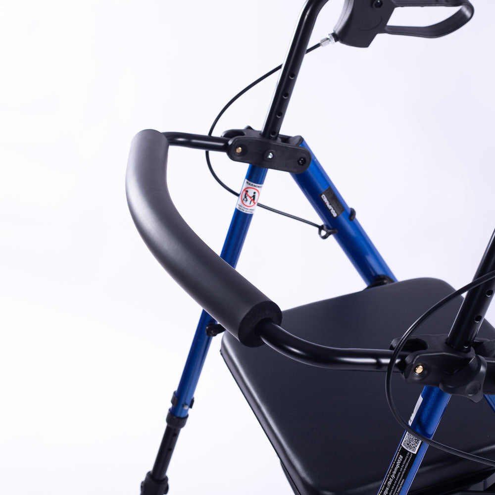 Mobility & Accessibility: EQUIPMED 4 Wheel Lightweight Rollator Walker, Aluminium Frame, Seat, Carry Bag, for Seniors, Blue