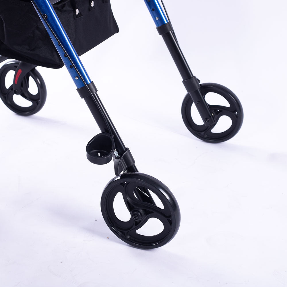 Mobility & Accessibility: EQUIPMED 4 Wheel Lightweight Rollator Walker, Aluminium Frame, Seat, Carry Bag, for Seniors, Blue