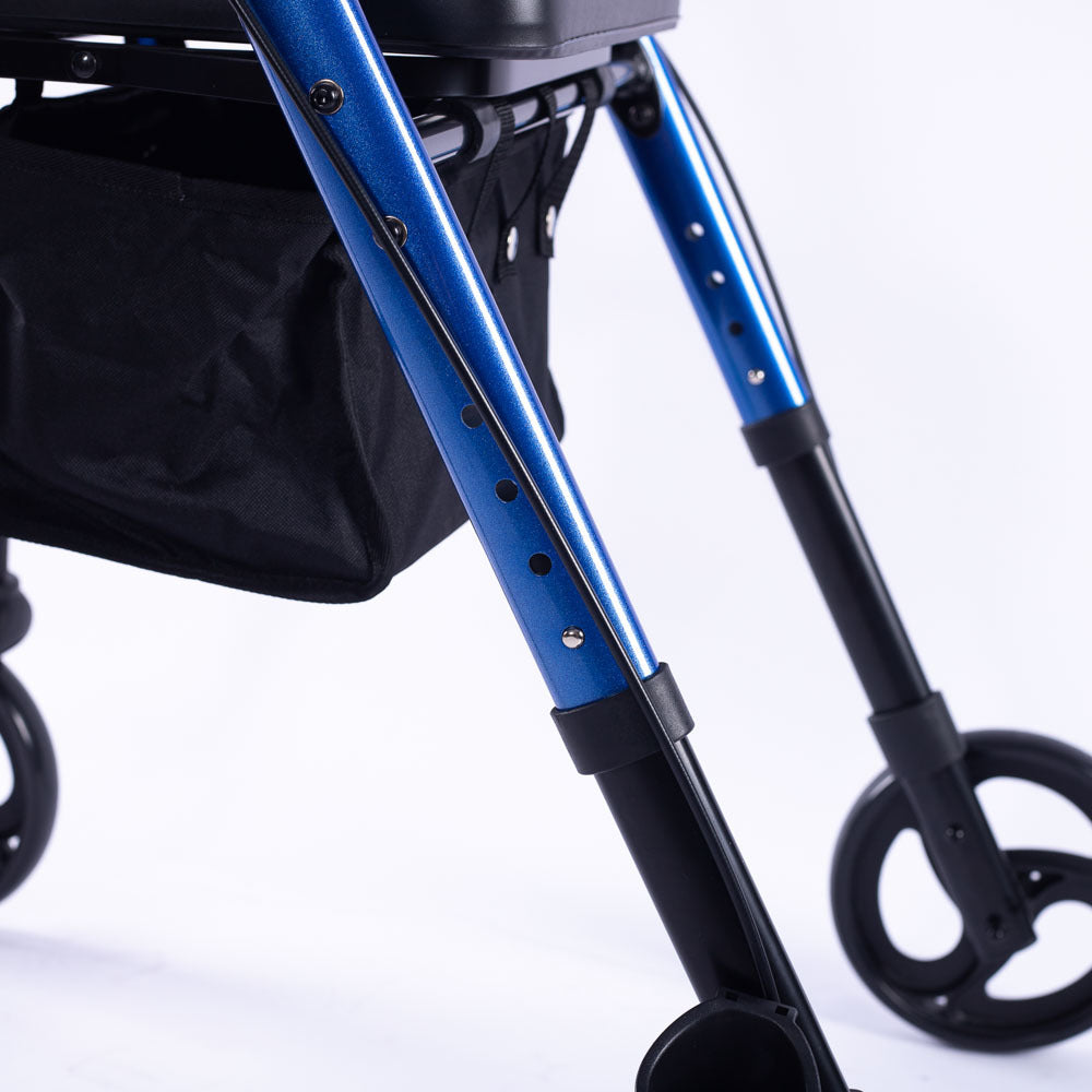 Mobility & Accessibility: EQUIPMED 4 Wheel Lightweight Rollator Walker, Aluminium Frame, Seat, Carry Bag, for Seniors, Blue