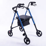 Mobility & Accessibility: EQUIPMED 4 Wheel Lightweight Rollator Walker, Aluminium Frame, Seat, Carry Bag, for Seniors, Blue
