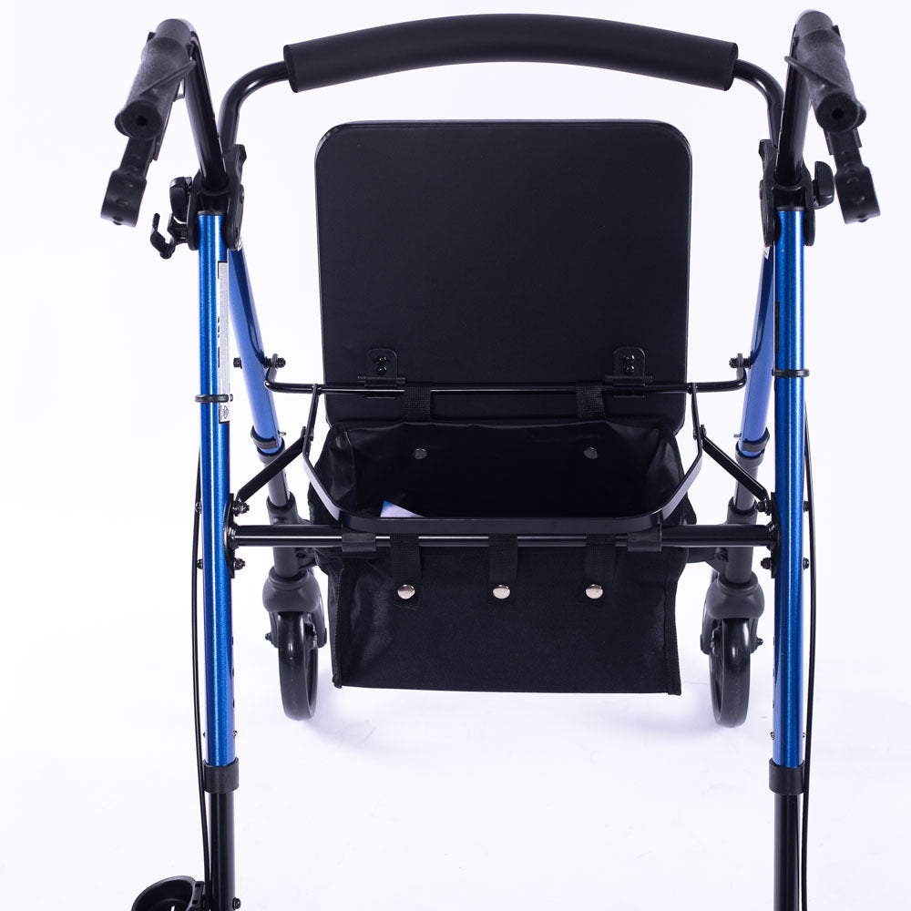 Mobility & Accessibility: EQUIPMED 4 Wheel Lightweight Rollator Walker, Aluminium Frame, Seat, Carry Bag, for Seniors, Blue