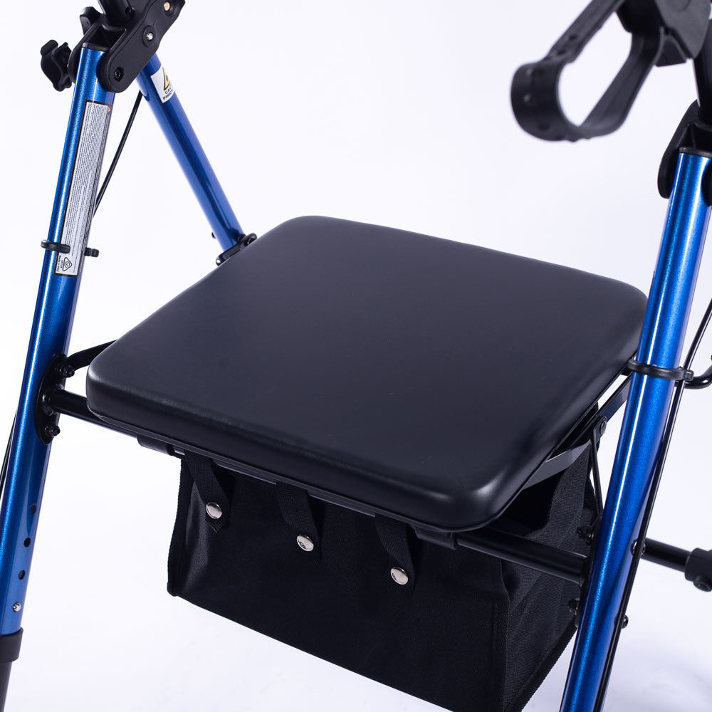 Mobility & Accessibility: EQUIPMED 4 Wheel Lightweight Rollator Walker, Aluminium Frame, Seat, Carry Bag, for Seniors, Blue