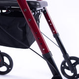 Mobility & Accessibility: EQUIPMED 4 Wheel Lightweight Rollator Walker, Aluminium Frame, Seat, Carry Bag, for Seniors, Red