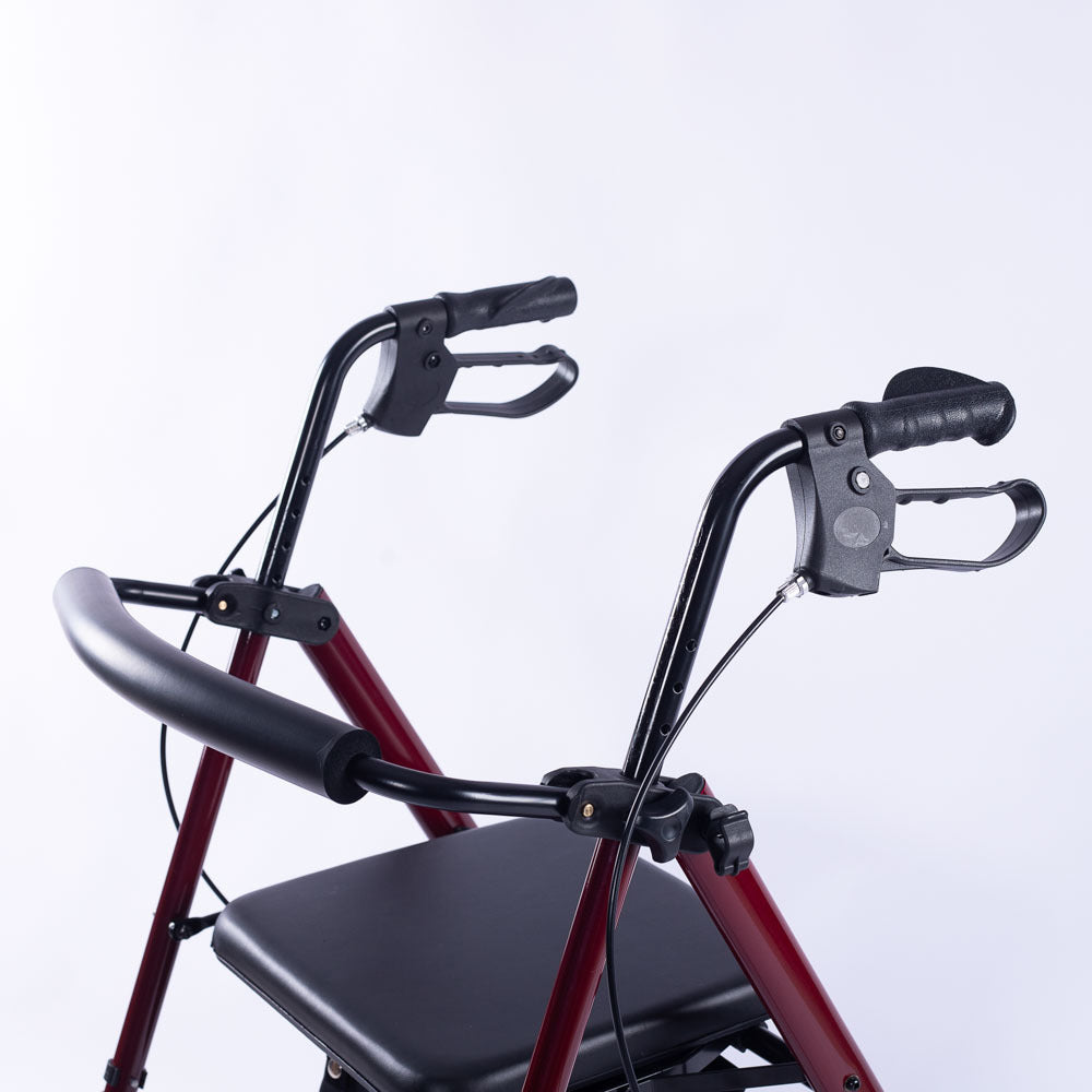 Mobility & Accessibility: EQUIPMED 4 Wheel Lightweight Rollator Walker, Aluminium Frame, Seat, Carry Bag, for Seniors, Red