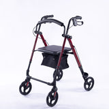 Mobility & Accessibility: EQUIPMED 4 Wheel Lightweight Rollator Walker, Aluminium Frame, Seat, Carry Bag, for Seniors, Red
