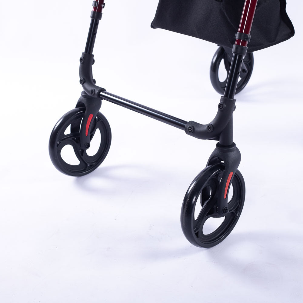 Mobility & Accessibility: EQUIPMED 4 Wheel Lightweight Rollator Walker, Aluminium Frame, Seat, Carry Bag, for Seniors, Red