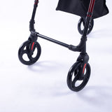 Mobility & Accessibility: EQUIPMED 4 Wheel Lightweight Rollator Walker, Aluminium Frame, Seat, Carry Bag, for Seniors, Red