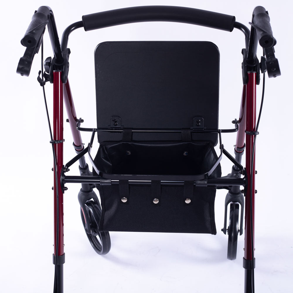 Mobility & Accessibility: EQUIPMED 4 Wheel Lightweight Rollator Walker, Aluminium Frame, Seat, Carry Bag, for Seniors, Red
