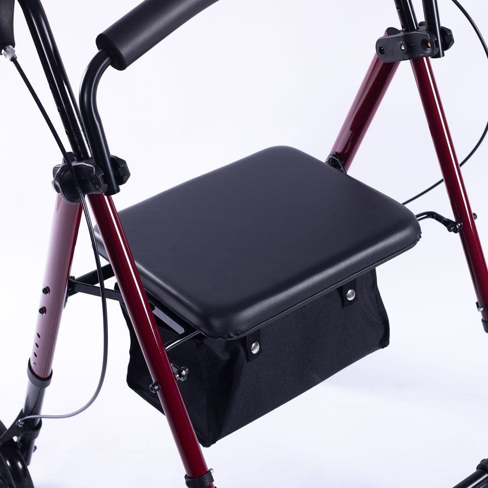 Mobility & Accessibility: EQUIPMED 4 Wheel Lightweight Rollator Walker, Aluminium Frame, Seat, Carry Bag, for Seniors, Red