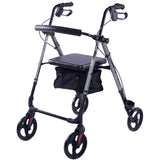 Mobility & Accessibility: EQUIPMED 4 Wheel Lightweight Rollator Walker, Aluminium Frame, Seat, Carry Bag, for Seniors, Titanium Style