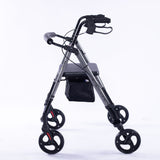 Mobility & Accessibility: EQUIPMED 4 Wheel Lightweight Rollator Walker, Aluminium Frame, Seat, Carry Bag, for Seniors, Titanium Style