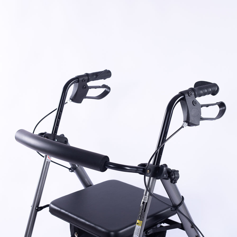 Mobility & Accessibility: EQUIPMED 4 Wheel Lightweight Rollator Walker, Aluminium Frame, Seat, Carry Bag, for Seniors, Titanium Style