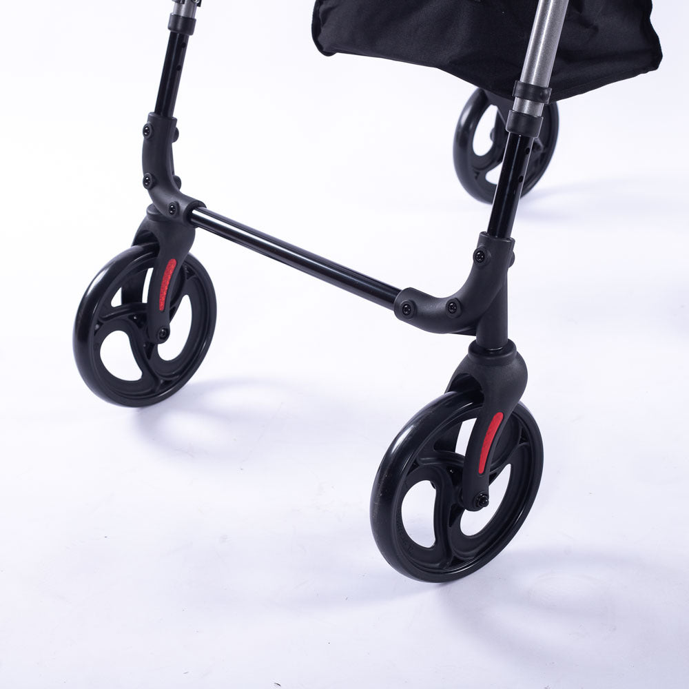 Mobility & Accessibility: EQUIPMED 4 Wheel Lightweight Rollator Walker, Aluminium Frame, Seat, Carry Bag, for Seniors, Titanium Style