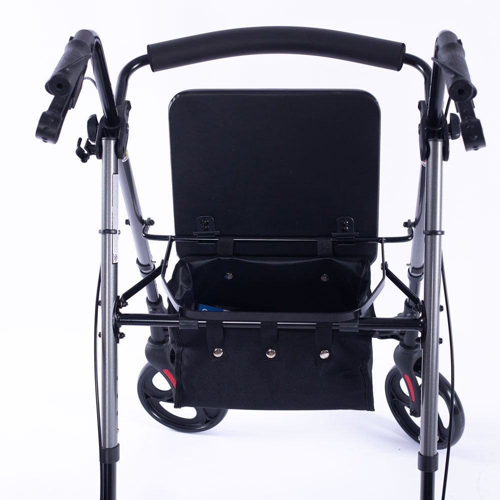 Mobility & Accessibility: EQUIPMED 4 Wheel Lightweight Rollator Walker, Aluminium Frame, Seat, Carry Bag, for Seniors, Titanium Style