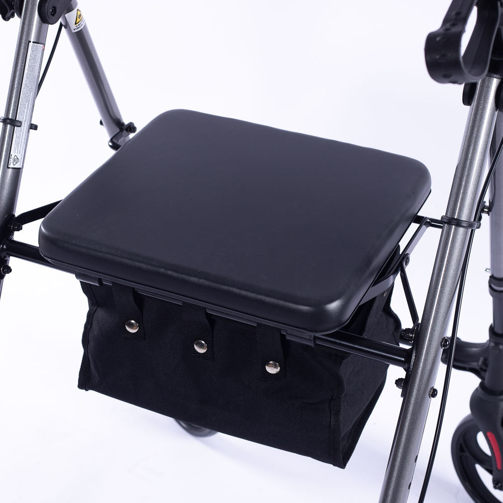 Mobility & Accessibility: EQUIPMED 4 Wheel Lightweight Rollator Walker, Aluminium Frame, Seat, Carry Bag, for Seniors, Titanium Style