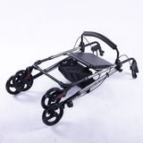 Mobility & Accessibility: EQUIPMED 4 Wheel Lightweight Rollator Walker, Aluminium Frame, Seat, Carry Bag, for Seniors, Titanium Style