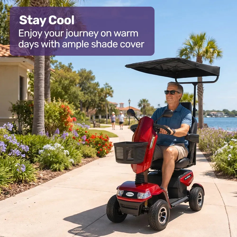 EQUIPMED Sun Shade Canopy for the ProRider Mobility Scooter, with 3 Adjustable Height Levels, Black