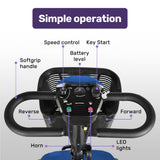 Mobility & Accessibility: EQUIPMED FreeLite+ Mid-Sized Electric Foldable Mobility Scooter, Lithium Battery, Long Range and Easy Charging, Blue