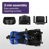 Mobility & Accessibility: EQUIPMED FreeLite+ Mid-Sized Electric Foldable Mobility Scooter, Lithium Battery, Long Range and Easy Charging, Blue