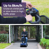 Mobility & Accessibility: EQUIPMED FreeLite+ Mid-Sized Electric Foldable Mobility Scooter, Lithium Battery, Long Range and Easy Charging, Blue