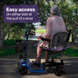 Mobility & Accessibility: EQUIPMED FreeLite+ Mid-Sized Electric Foldable Mobility Scooter, Lithium Battery, Long Range and Easy Charging, Blue
