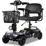 Mobility & Accessibility: EQUIPMED FreeLite+ Mid-Sized Foldable Electric Mobility Scooter, Lithium Battery, Long Range and Easy Charging, Grey