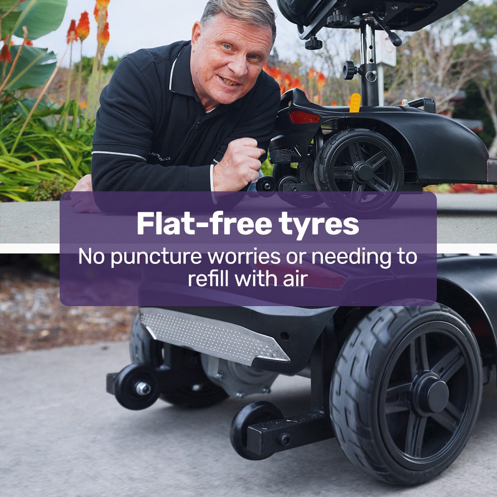 Mobility & Accessibility: EQUIPMED FreeLite+ Mid-Sized Foldable Electric Mobility Scooter, Lithium Battery, Long Range and Easy Charging, Grey