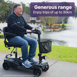 Mobility & Accessibility: EQUIPMED FreeLite+ Mid-Sized Foldable Electric Mobility Scooter, Lithium Battery, Long Range and Easy Charging, Grey