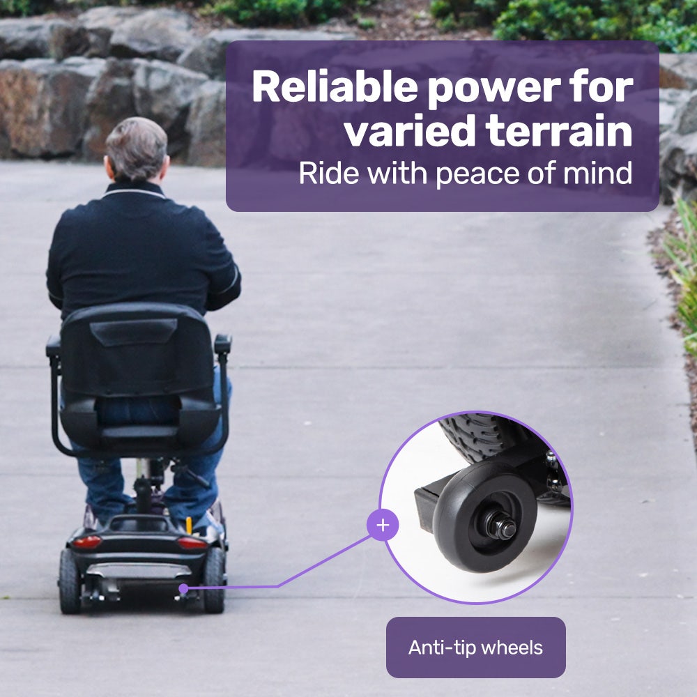 Mobility & Accessibility: EQUIPMED FreeLite+ Mid-Sized Foldable Electric Mobility Scooter, Lithium Battery, Long Range and Easy Charging, Grey