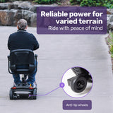 Mobility & Accessibility: EQUIPMED FreeLite+ Mid-Sized Foldable Electric Mobility Scooter, Lithium Battery, Long Range and Easy Charging, Grey