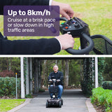 Mobility & Accessibility: EQUIPMED FreeLite+ Mid-Sized Foldable Electric Mobility Scooter, Lithium Battery, Long Range and Easy Charging, Grey