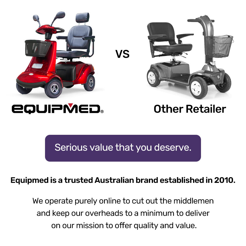 Mobility & Accessibility: EQUIPMED LeisureCruise Extra Large-Sized, High Power, 182kg Capacity Mobility Scooter  - Red