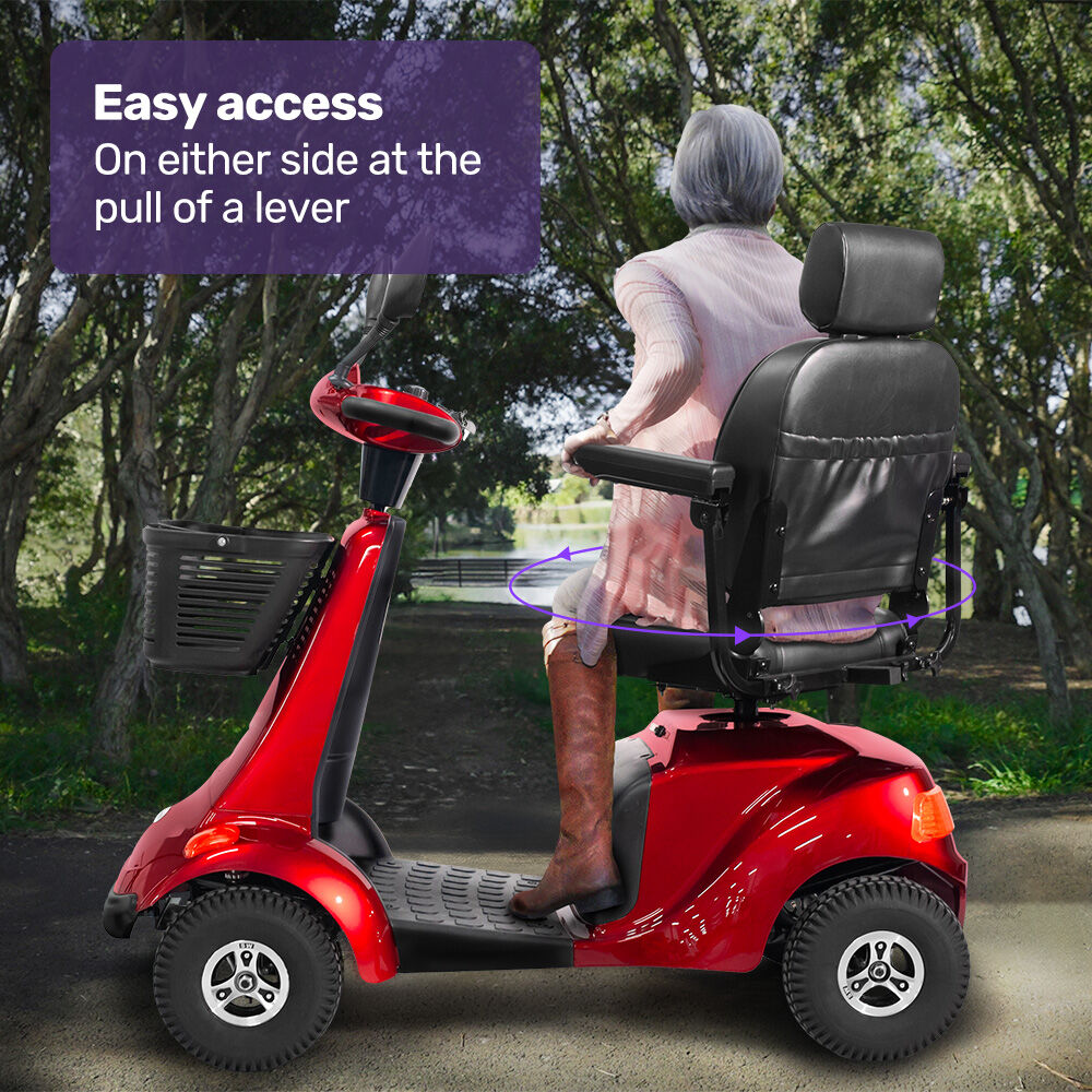 Mobility & Accessibility: EQUIPMED LeisureCruise Extra Large-Sized, High Power, 182kg Capacity Mobility Scooter  - Red