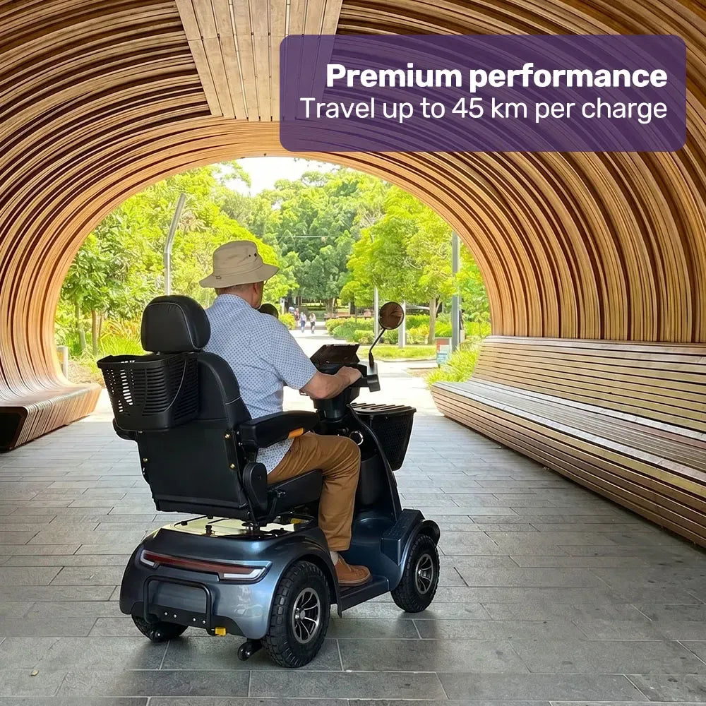 EQUIPMED ComfortCruise Large Mobility Scooter, 15km/h Top Speed, Up to 45km Range, Strong Climbing, 180kg Capacity, Blue