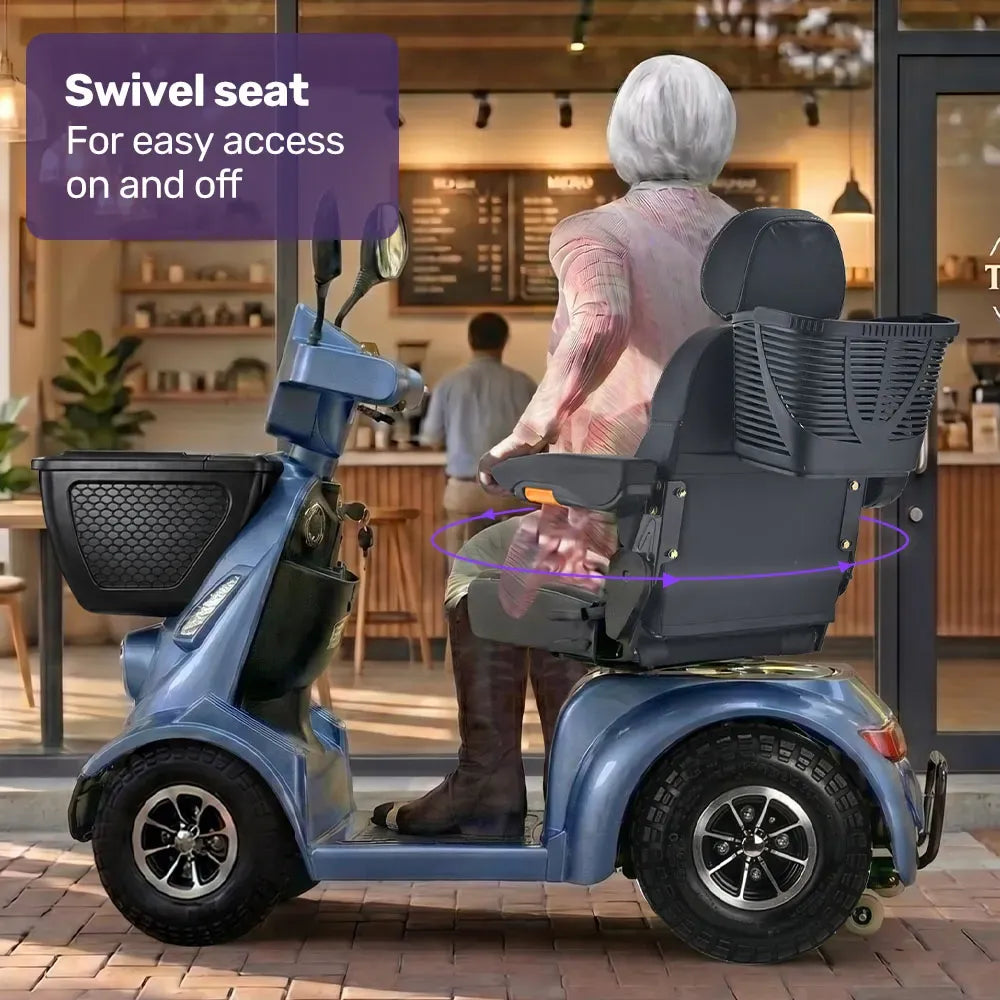 EQUIPMED ComfortCruise Large Mobility Scooter, 15km/h Top Speed, Up to 45km Range, Strong Climbing, 180kg Capacity, Blue
