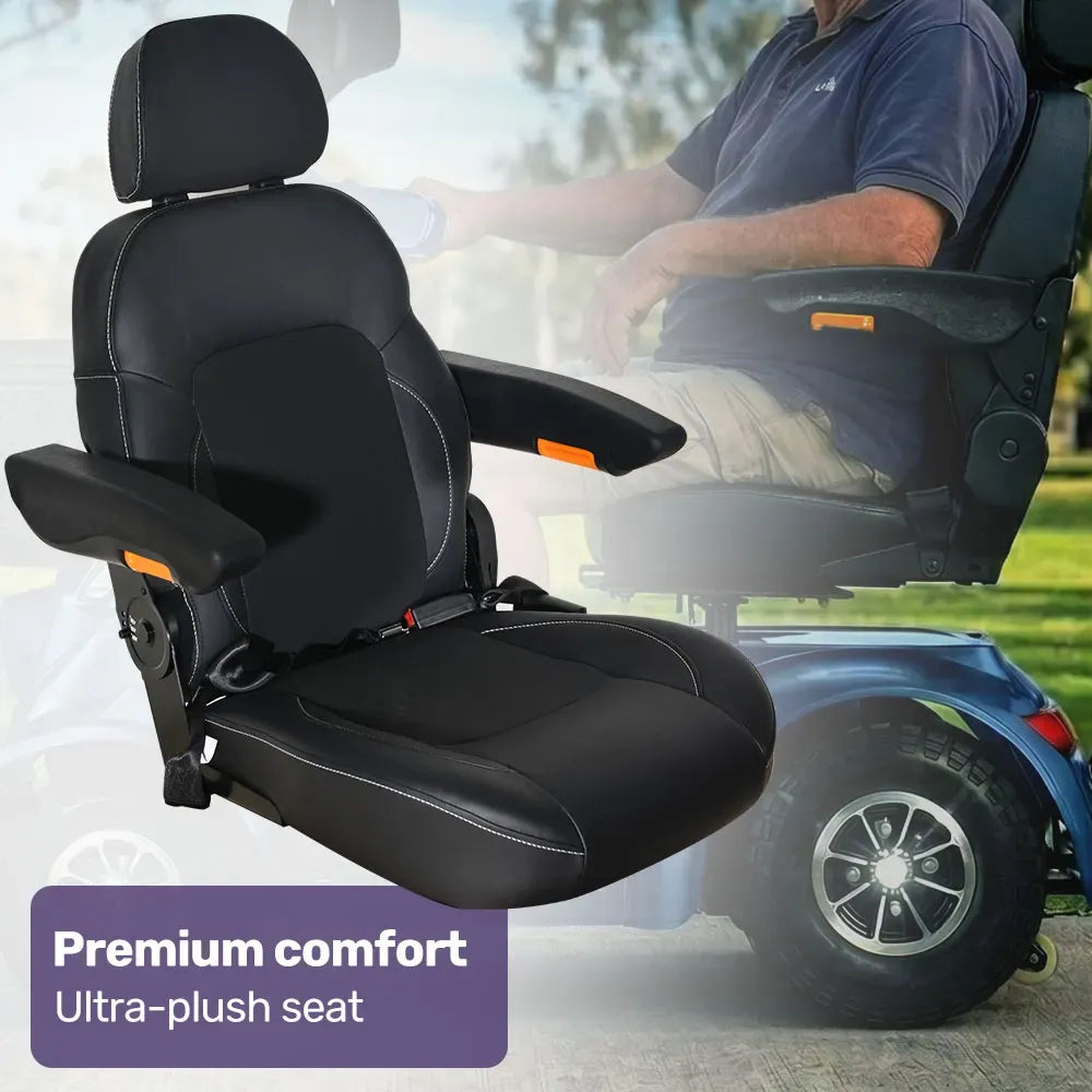 EQUIPMED ComfortCruise Large Mobility Scooter, 15km/h Top Speed, Up to 45km Range, Strong Climbing, 180kg Capacity, Blue