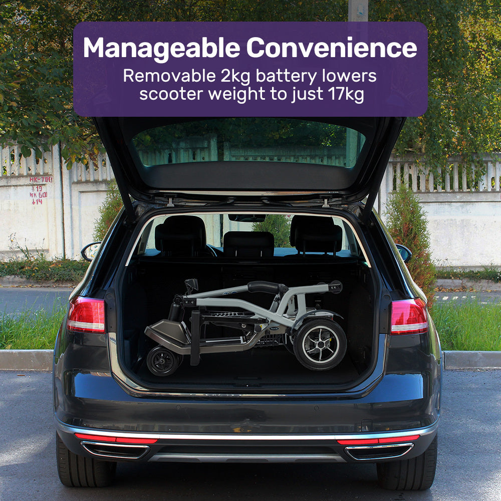 Mobility & Accessibility: EQUIPMED Ultra-Lightweight Folding Electric Mobility Scooter, 19kg with Battery Removed, 120kg Capacity, Long Range, Brushless Motor, Portable