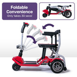Mobility & Accessibility: EQUIPMED Ultra-Lightweight Folding Electric Mobility Scooter, 19kg with Battery Removed, 120kg Capacity, Long Range, Brushless Motor, Portable, Red