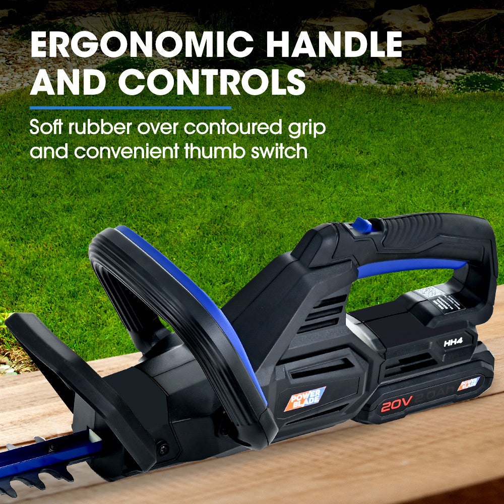 Gardening Tools: POWERBLADE HH4 20V Cordless Electric Hedge Trimmer Kit, with Lithium Battery and Fast Charger