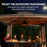 Electric Heaters: THERMOMATE 1500W Hanging Outdoor Electric Patio Heater, Radiant Carbon Fiber Element, with Remote Control