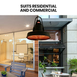 Electric Heaters: THERMOMATE 1500W Hanging Outdoor Electric Patio Heater, Radiant Carbon Fiber Element, with Remote Control
